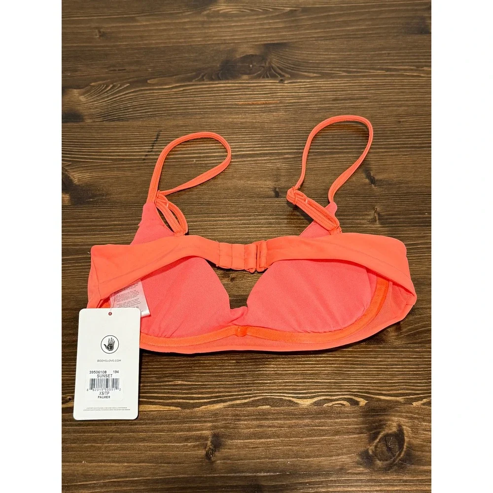 Body Glove Palmer Sunset‎ Coral Bikini Top Swimsuit XS TP